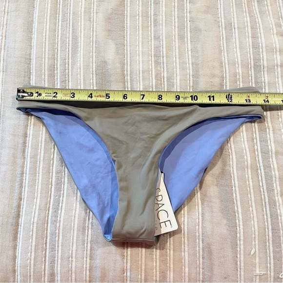 L*SPACE Breakers Reversible Cutout Bikini Bottom Grey Periwinkle Blue Small NWT1 - Picture 6 of 7